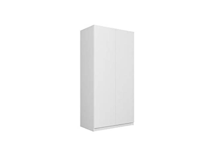 Oggi Hausmarke Schrank Sevillia Weiß 180x90x50cm, Laminatplatte, Tip-ON, 7 Einlegeböden, Kleiderstange
