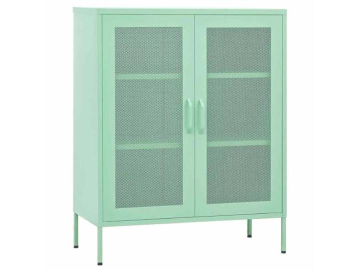 NKOPPFG Lagerschrank Minzgrün 80x35x101,5 cm Stahl 2 Gittertüren, Einlegeböden, höhenverstellbare Stellfüße, Stahl, robust, langlebig