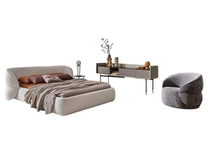 JVmoebel Polsterbett Graues Polsterbett aus kuscheligem Stoff mit modernem Design, Made in Europe