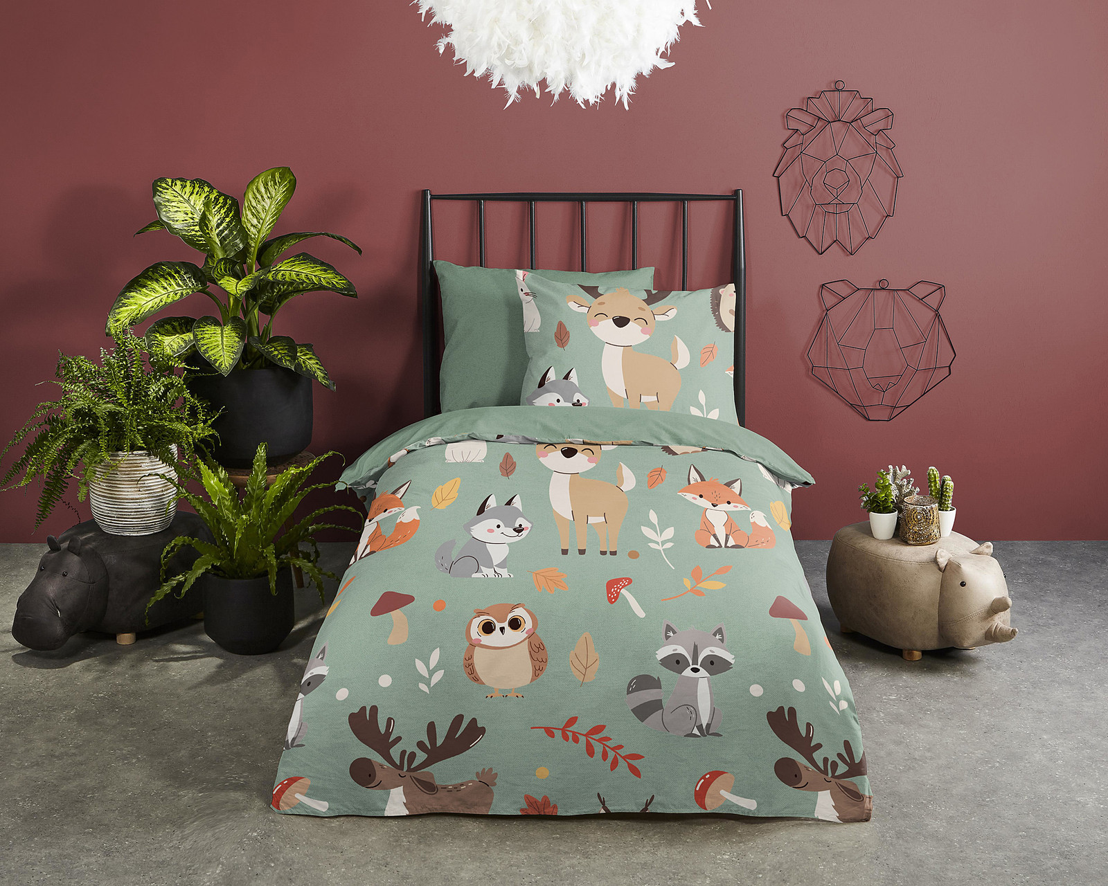 Muller Textil Kinderdekbedovertrek Ville Groen 140 x 200 cm