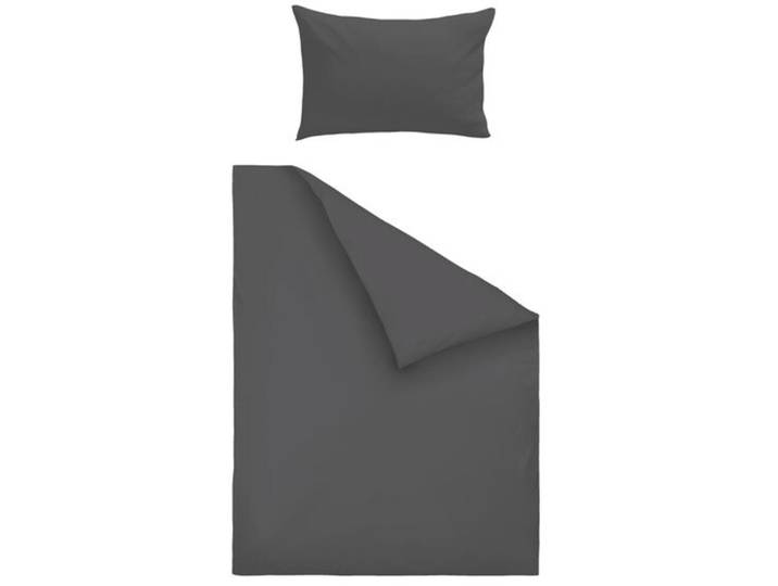 Flair Bettwäschegarnitur Lilou anthrazit Baumwolle/Leinen 160 x 210 100 x 65 cm - Bettwäschegarnitur