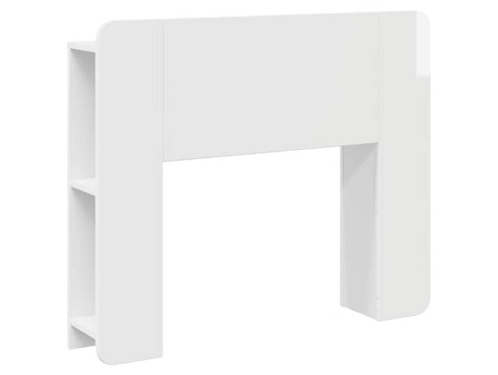 hliofuir Kopfteil Schrank 119,5 cm Bett Regal Hochglanz Weiß Holzwerkstoff Praktischer Stauraum fürs Schlafzimmer: Modernes Bettregal in U-Form für Bücher und Dekoration, pflegeleicht und stabil.