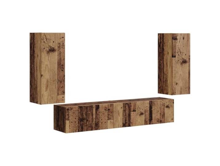 HAQWRDQSG TV-Wandschrank Set 4-tlg Hängend Altholz Holzwerkstoff Schafft Struktur im Arbeitszimmer durch Klapptüren und flexible Hängeelemente für Multimedia sowie Dekoration.