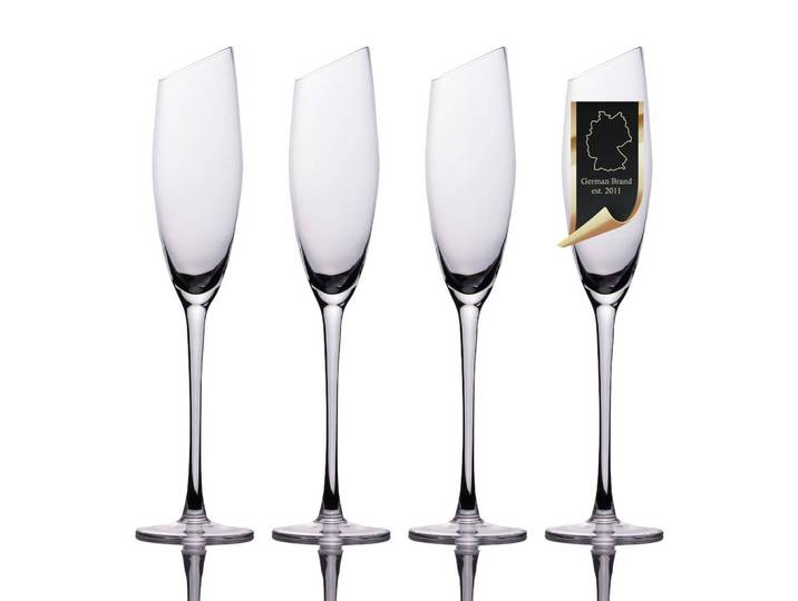 Intirilife Champagner/Sekt Glas mit moderner Kante 150 ml (4er-Set), Transparent, 0.15 L, leicht zu reinigen, Glas, Champagner- & Sektgläser
