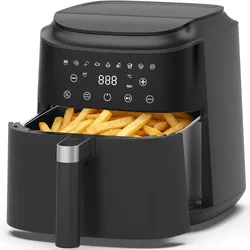 6L Airfryer XL Heißluftfritteuse, 360° Heißluft-Technologie, LED-Anzeige, 9 Programme, 1650W, fettarm & ohne Öl, Spülmaschinengeeignet