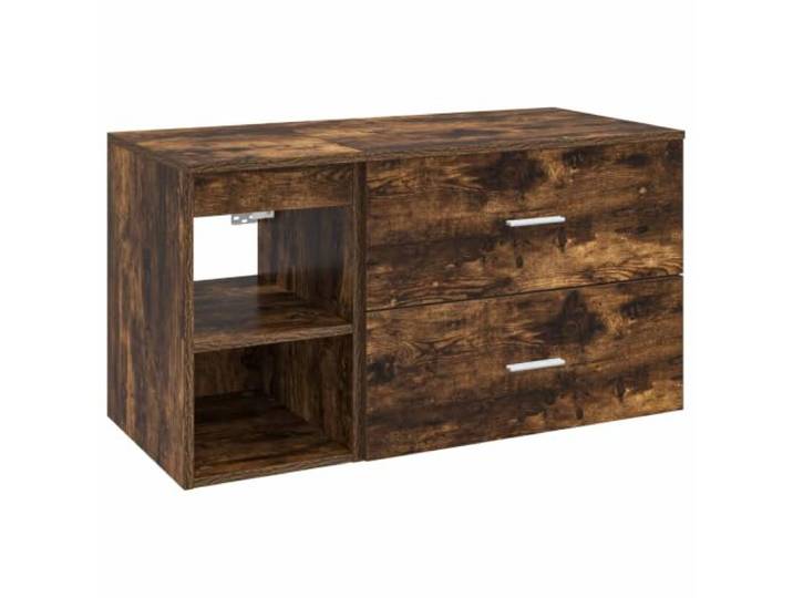 hliofuir Badezimmermöbel-Set 2-TLG. Geräucherte Eiche Holzwerkstoff Wandhängende Badschränke mit Schublade und Regalboden für schmale Badezimmer oder Gäste-WC. Pflegeleichte Holzwerkstoffe.