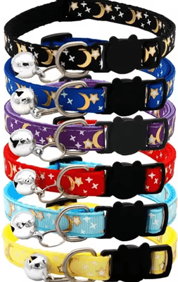 Inspire Curations LunaCharm Gold Star & Moon Adjustable Pet Collar pink