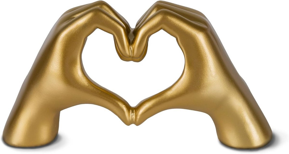 Decoratieve hand en hart sculptuur goudkleurig kunstobject voor in huis