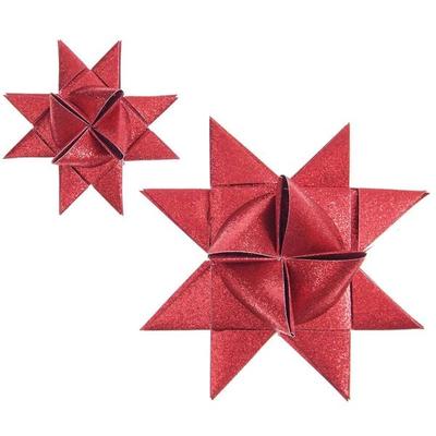 Fröbelsterne Glitter, Rot MIX 60 Streifen, 120 g/m²