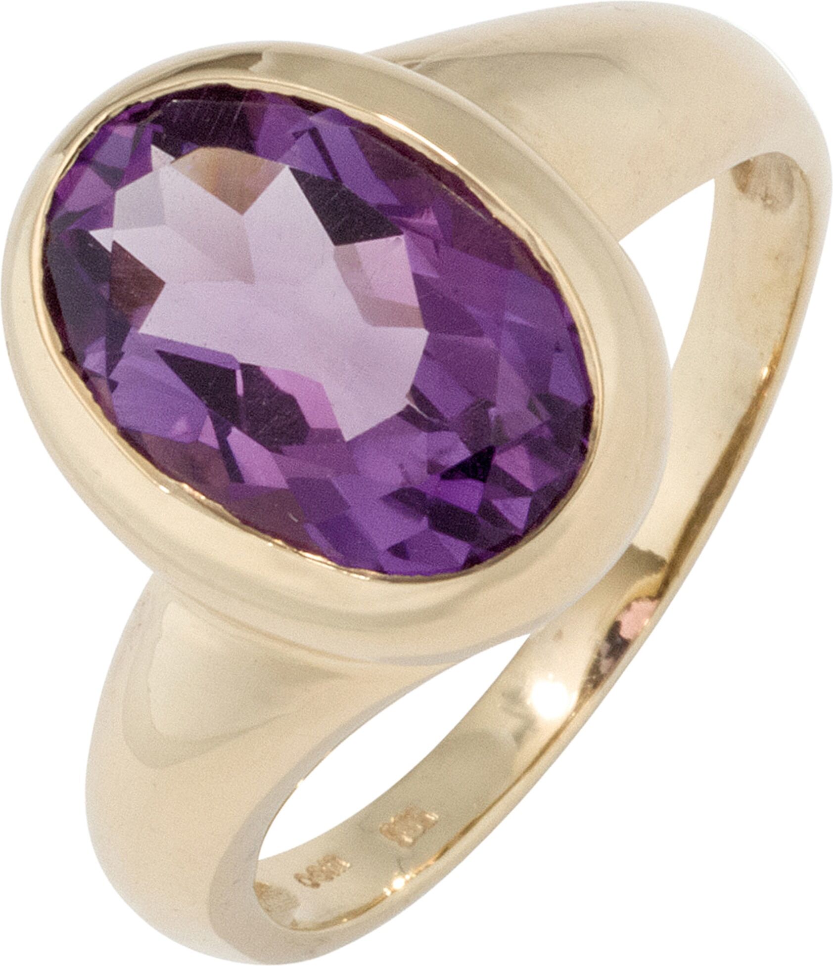 Goldring JOBO Gr. 52, gelb (gelbgold 585), Fingerringe, Damen, 52, Gelbgold 585, Goldring, 585 Gold mit Amethyst