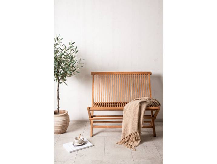 Gartenlounge-Bank VENTURE HOME Ghana, robuste Holzbank für hohen Sitzkomfort , natur, natur, B:100cm H:89cm T:47cm, FSC-zertifiziertes Massivholz, Holz, Massivholz, Sitzbänke, Gartenlounge-Bank, Sitzbank minimalistisch, Teakoptik, komfortabel