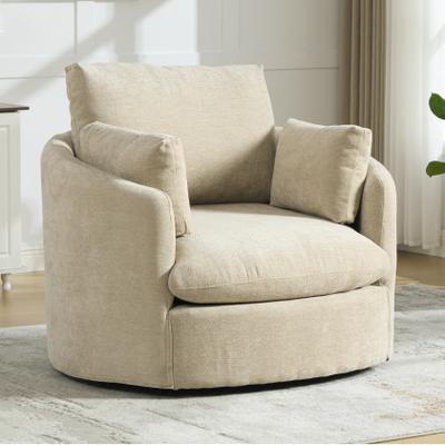 unbranded Chenille Upholstered Swivel Barrel Accent Chair, Sofa Chair Club Chair With Pillows