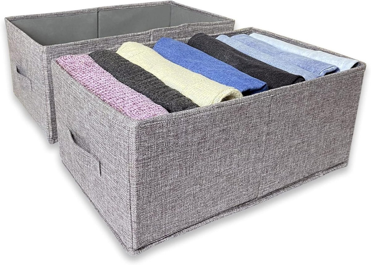 Set van 2 opvouwbare opbergdozen voor kleding en accessoires - Extra groot - Wasbaar textiel - Merkloos