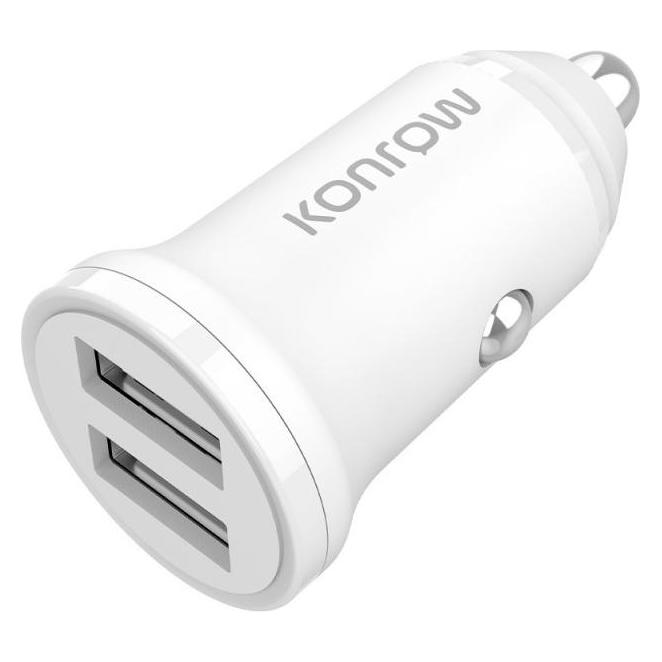 Konrow KCC12AAW - Adapter für Zigarettenanzünder, 2 Ports USB A - Schnellladung 12 W, Weiss (Kompatibel, B (47121701)