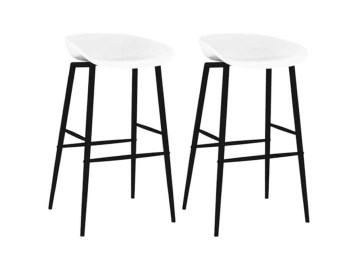 TEKGHUT Barhocker 2 STK. Weiß Ergonomischer Sitz, PP-Kunststoff, pulverbeschichtete Metallbeine, belastbar bis 110 kg