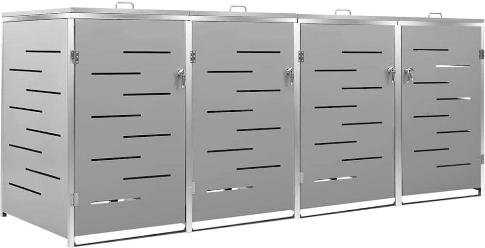 vidaXL Abri pour quatre poubelles 276,5x77,5x115 cm Inox