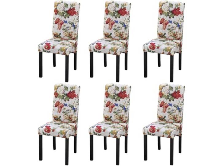 Todiikf Esszimmerstühle 6er Set Polsterstuhl Blumenmuster Massivholz Stilvolles 6er-Set Küchenstühle mit buntem Floralmuster und dicker Polsterung für Komfort im Esszimmer und Wohnzimmer.