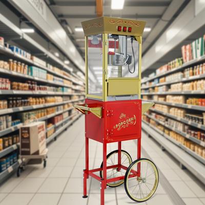 Kodotan sofa 12oz Popcorn Machine Cart, Popcorn Cart with Wheels, Vintage Popcorn Machine with Stainless Steel Kettle
