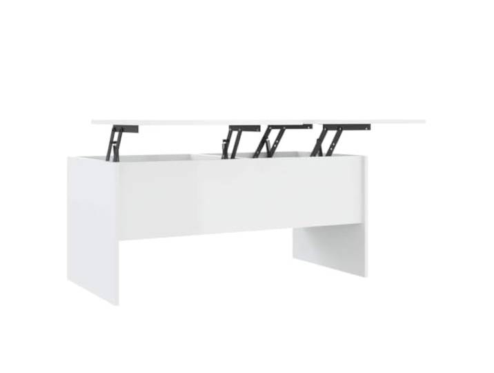 Favemtsl Couchtisch Höhenverstellbar Hochglanz-Weiß 102x50,5x46,5 cm Funktionaler Tisch fürs Wohnzimmer mit anhebbarer Platte und zwei versteckten Fächern für Ordnung.