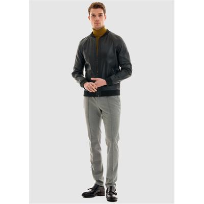 Lederjacke PIERRE CARDIN, Herren, Gr. S, schwarz, 100% Leder, unifarben, kurz, Rundhals, Jacken, im Bomber-Look