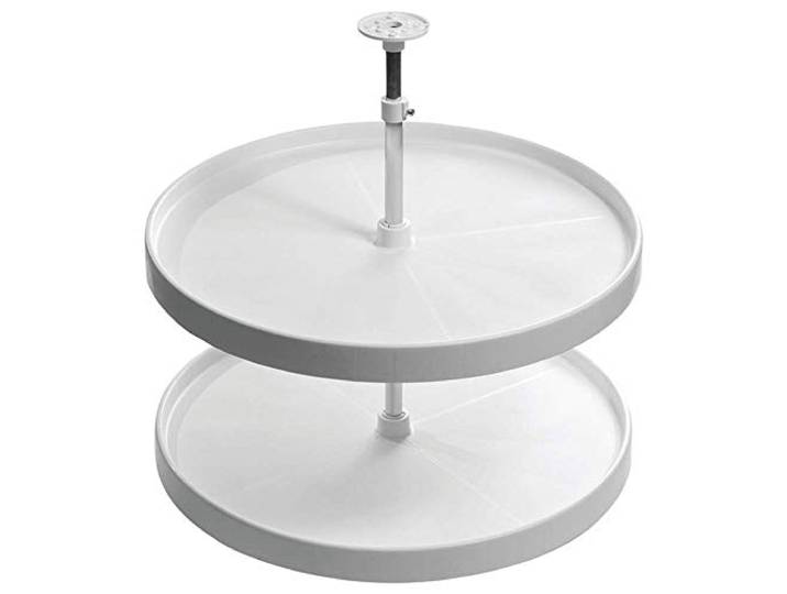 Gedotec 2 Set Vollkreis-Schwenkbeschlag Drehteller höhen-verstellbar 652-717 mm mit Tablarboden für Eckschrank weiß Made IN Germany Küchenschrank Drehbeschlag-Set mit Schwenk-Böden