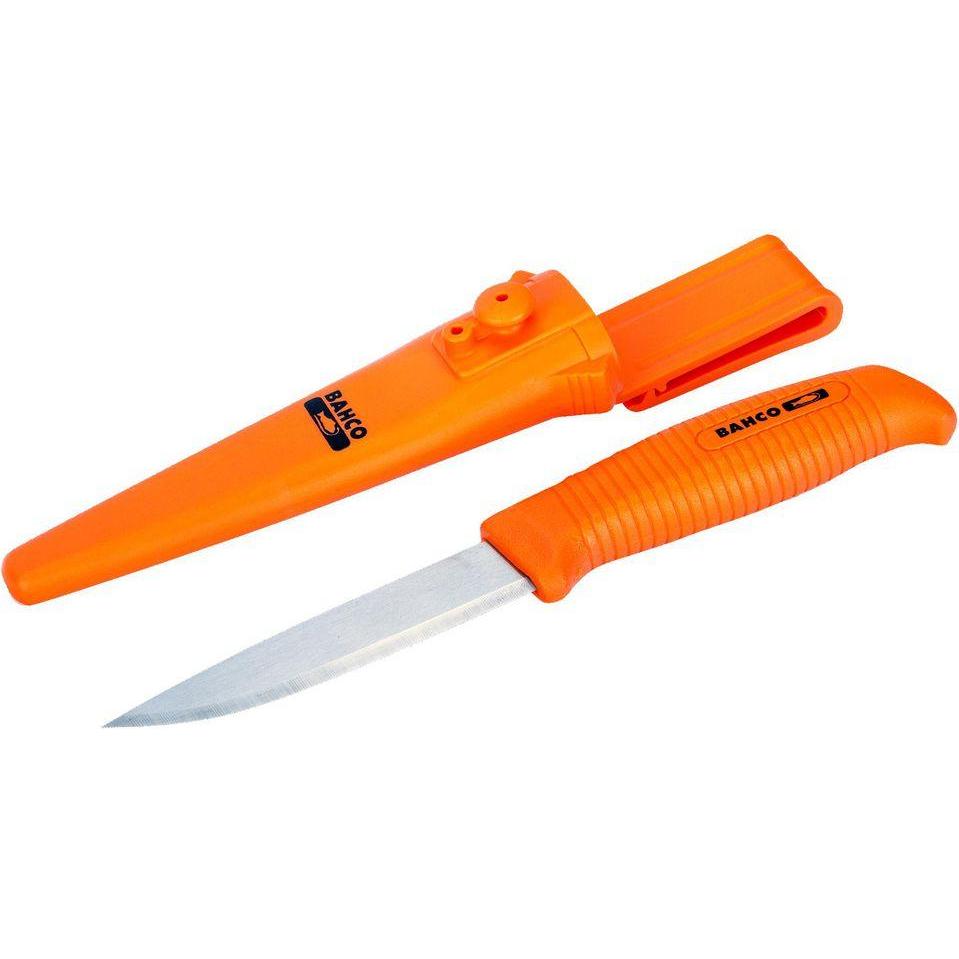 Bahco Universalmesser mit 1-Komponenten-Griff und Holster mit zwei Knöpfen - 15 Teile pro Thekendisplay (10 cm) (BAHCO1446)
