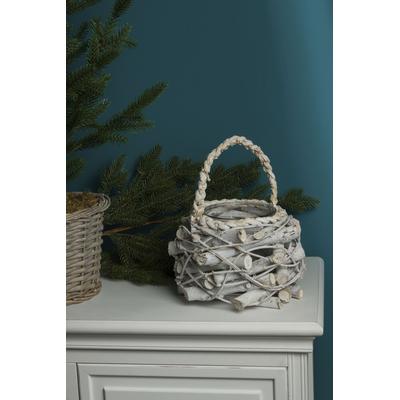 Kerzenlaterne MY FLAIR, braun, B:20cm H:20cm T:25cm, Geflecht Rattan, Kerzenhalter, durchm. Glas 12cm