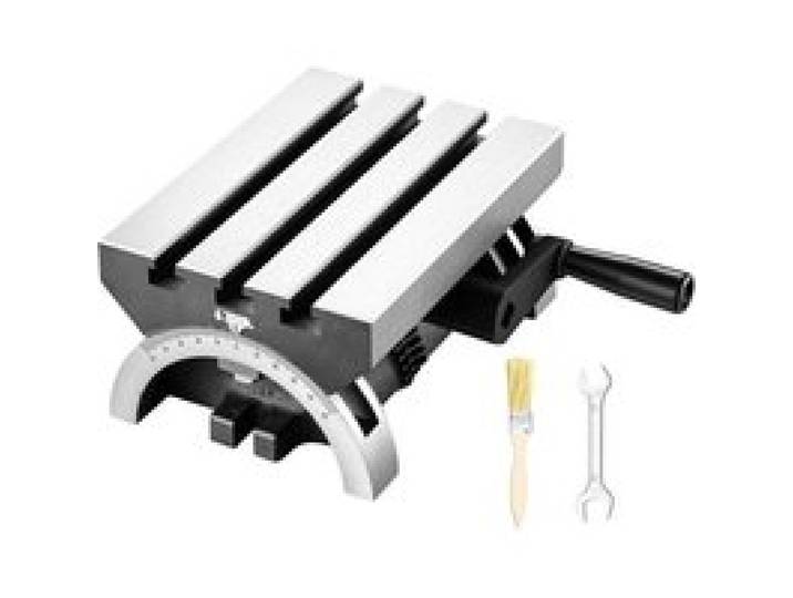 VEVOR Winkeltisch Schwenkbar 178x127 mm 0-45° Links & Rechts Verstellbar, Frästisch zur Verwendung auf Fräsmaschinen & Bohrmaschinen, Gusseisen Konstruktion, 3 T-Nuten, Skala mit 1-Grad-Schritten