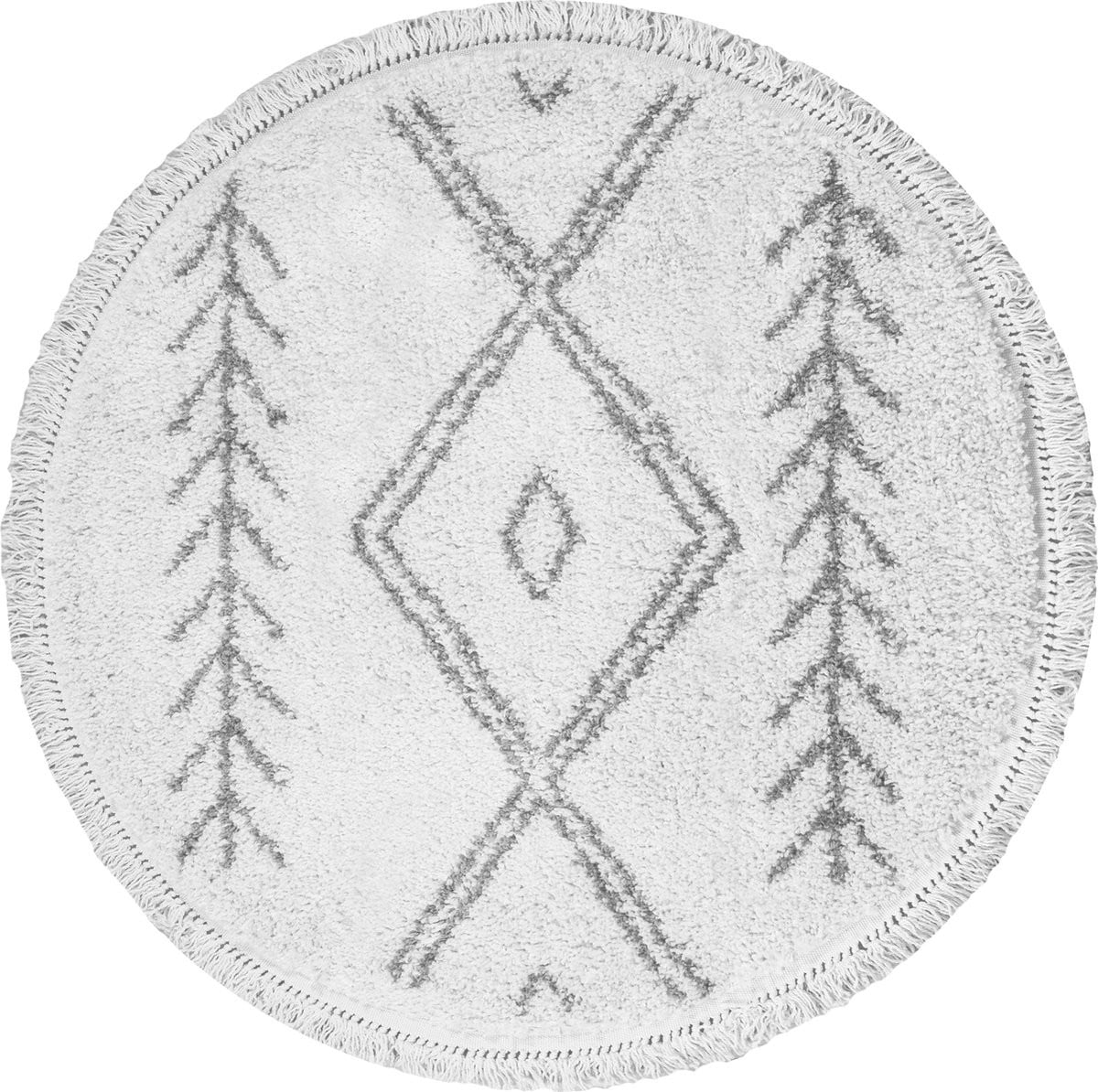 Rond Vloerkleed Rabat Cream ø80 cm - Hoogpolig Berber Bohemian Design