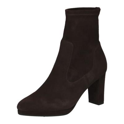 High-Heel-Stiefelette PETER KAISER "Peter Kaiser Stiefelette Veloursleder", Damen, Gr. 38, braun (dunkelbraun), Veloursleder, Schuhe