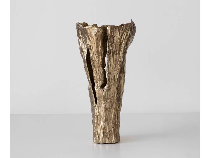 DELIFE Vase Cortana B31 x T22 x H63 cm Aluminium Champagner Handgemacht, Wohnaccessoires