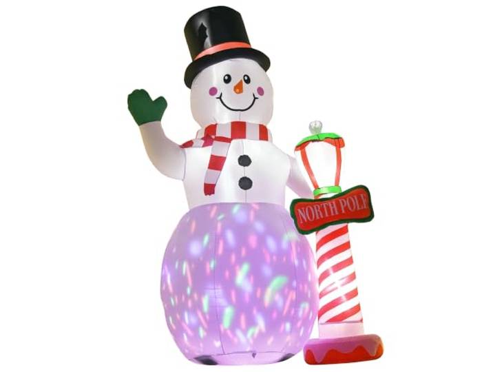 HOMCOM Aufblasbarer Schneemann XXL 240 cm mit LED-Beleuchtung Gebläse