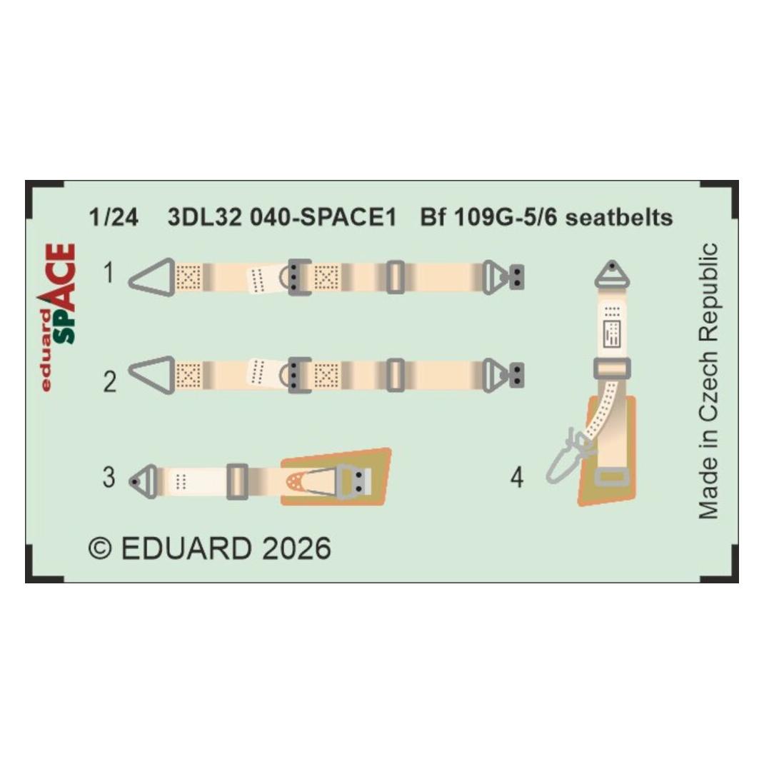 Eduard Bf 109G-5/6 seatbelts SPACE for Airfix (3DL32040)