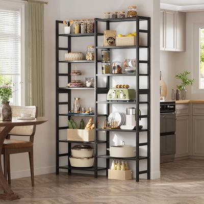 Rackcog 6-Tier Solid Bamboo Bookcase,Large Freestanding Open Bookshelf with 17 Display Shelves,Easy To Assemble