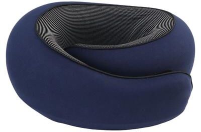 Uplifted Trends Memory Foam Snail Travel Pillow Portable Neck Support For Travel & Noon Breaks dark Blue