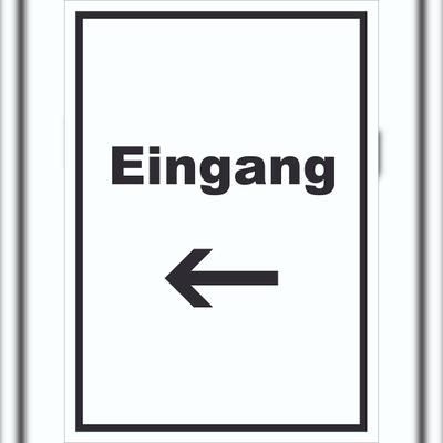HB-Druck Eingang Schild mit Text und Richtungspfeil links Zugang Eintritt hochkant A5 (148x210mm)