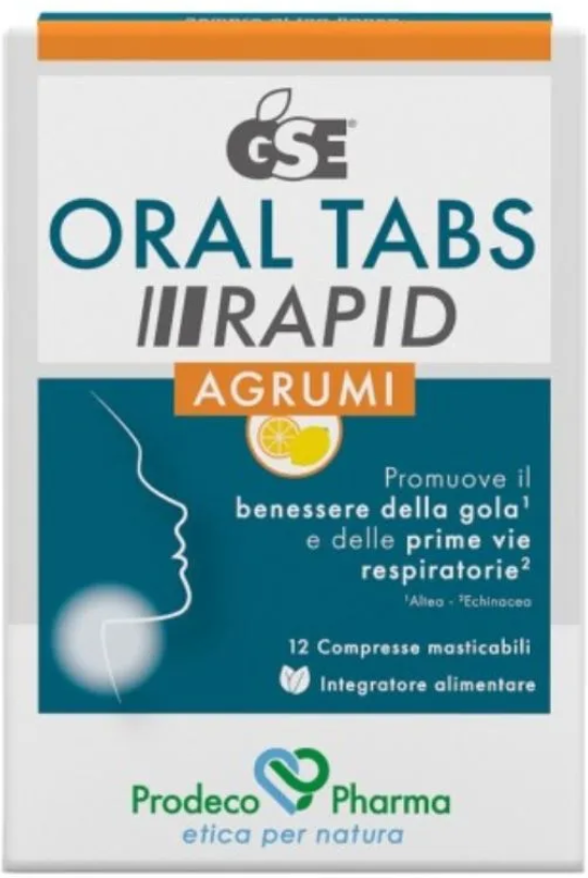 PRODECO PHARMA Srl GSE Biotic+ Oral Tabs Rapid, Integratore Gola e Mucosa Respiratoria, 12 Compresse Agrumi