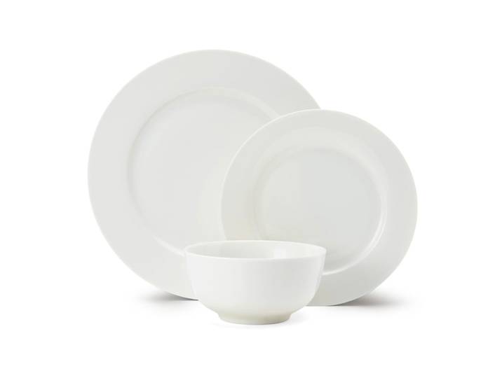Service de table en porcelaine Egret 12 pièces, blanc