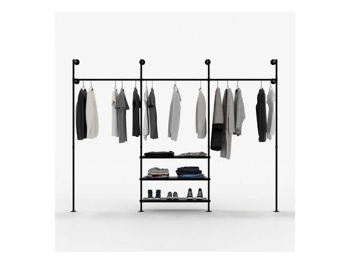 pamo. design Kleiderständer, (offener Wandschrank mit 3 höhenverstellbaren Metall-Ablagen), geräumiger und offener Kleiderschrank PELLE Metall