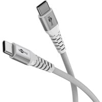 Supersoftes USB 2.0 Textilkabel, USB-C Stecker > USB-C Stecker weiß, 3 Meter