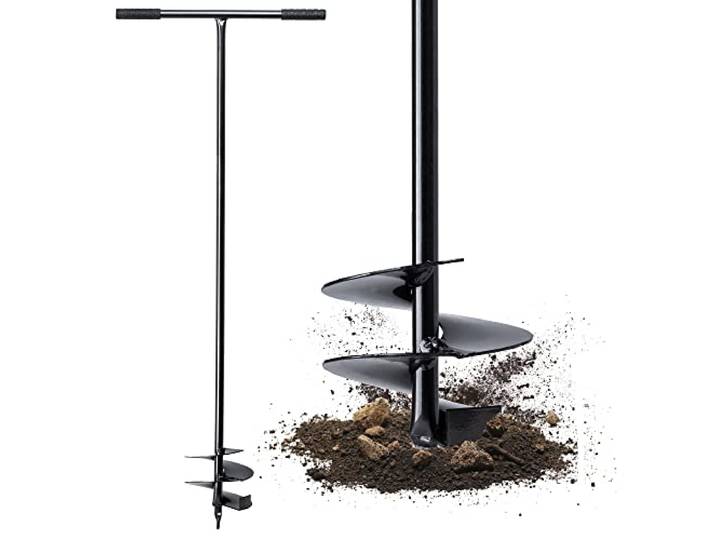 KADAX Tarière Manuelle avec Poignée en Métal\, Outil de Jardinage à Main pour Creuser des Trous\, Planter des Arbres et Installer des Clôtures (170 mm)