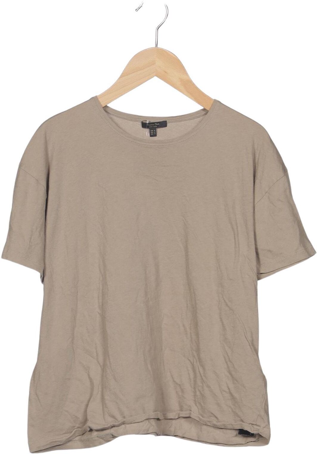 Massimo Dutti Damen T-Shirt, Beige, Gr. M, Baumwolle - Second Hand