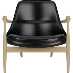 Elizabeth Lounge Sessel, helle Eiche, gepolstert, schwarzes Leder