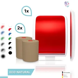 Blanc HYGIENIC SET: Handtuchrollenspender Autocut, Blanc Cosmos + 2 Handtuchrollen ECO Natural - PRODUKTSET