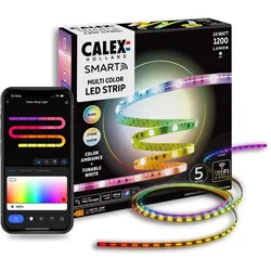 Calex, LED Streifen, Striscia LED Intelligente (Mehrfarbig, RGBIC, Weiss, 500 cm, Indoor)
