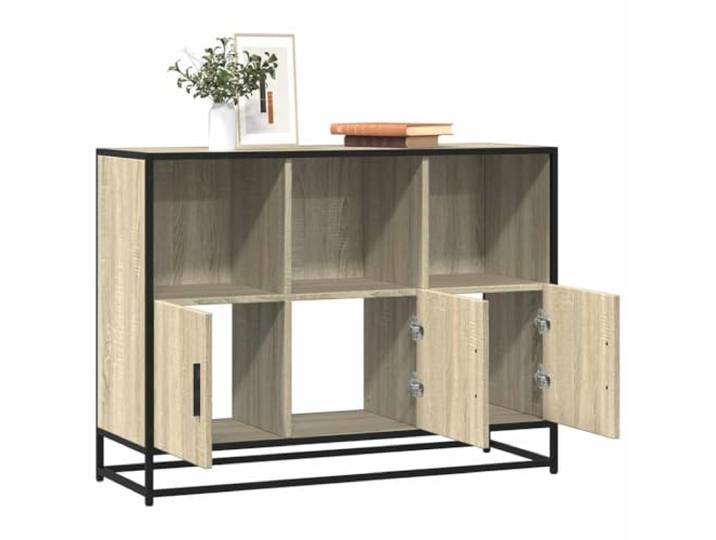 HEFZGDB Industrielles Aufbewahrungsmöbel Sideboard Sonoma-Eiche 100x35x76 cm aus Holzwerkstoff langlebig, modernes Sideboard mit Metallgestell und reichlich Stauraum als Beistellschrank