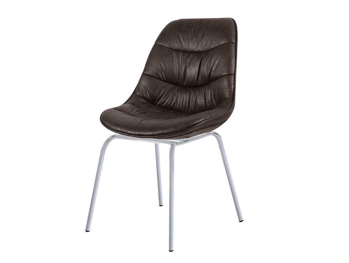Chaise marron pied métal gris