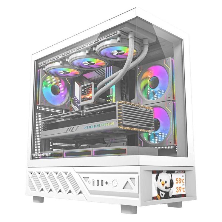 Darkflash Tech DarkFlash DS950V computer case with display (white) + 6 fans (ATX, ITX, mATX) (DS950 SCRN WHT +6F)