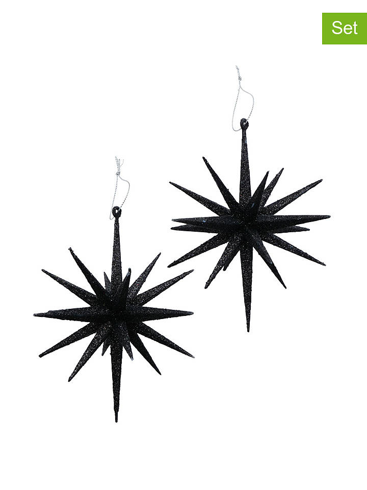 Boltze 2er-Set: Dekoanhänger "Tove" in Schwarz - Ø 15 cm - onesize