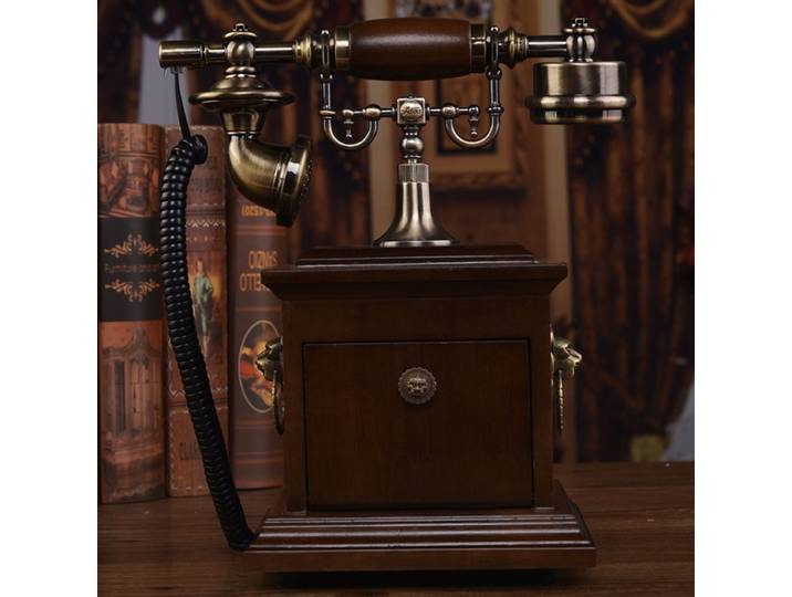 Téléphone rétro en bois massif, téléphone fixe chinois antique, téléphone à l'ancienne pour la maison